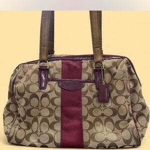 Coach Brown and Burgundy Shoulder Bag